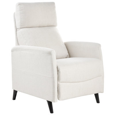 Beliani Recliner Chair Selvik With Footrest Fabric Off-White - image 1