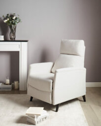 Beliani Recliner Chair Selvik With Footrest Fabric Off-White - thumbnail 2