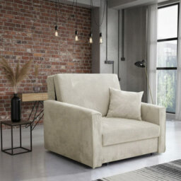 Viva Bis I Premium Sofa Bed Armchair For Living Room Chipboard Foam Springs Wooden Frame 103X85X98Cm 80X196Cm Cream
