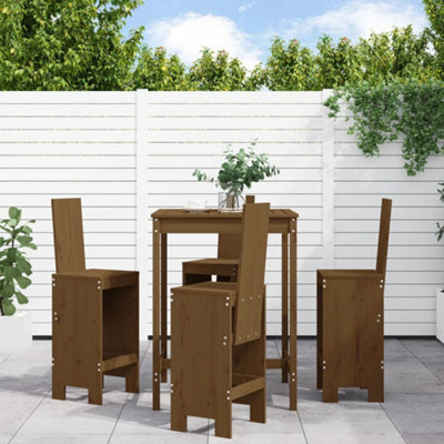 Berkfield 5 Piece Garden Bar Set Honey Brown Solid Wood Pine - image 1
