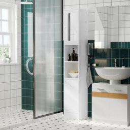Kleankin Bathroom Floor Storage Cabinet With Mirror And Shelves Tallboy Unit - thumbnail 5