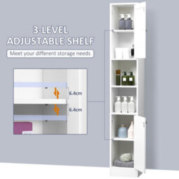 Kleankin Bathroom Floor Storage Cabinet With Mirror And Shelves Tallboy Unit - thumbnail 8