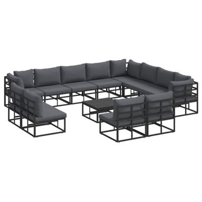 Berkfield Modern Garden Sofa Set With Cushion 13 Pcs Black Aluminium - image 1