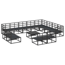 Berkfield Modern Garden Sofa Set With Cushion 13 Pcs Black Aluminium - thumbnail 6