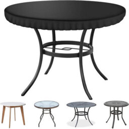 (112 10Cm) Outdoor Round Table Cover, Patio Waterproof And Dustproof Furniture Cover - thumbnail 1
