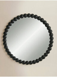 Biznest Decorative Round Bobbin Edges Wall Hanging Overmantle Mirror Spherical Black Plastic Beaded Frame Circular Border 65Cm Dia - thumbnail 2