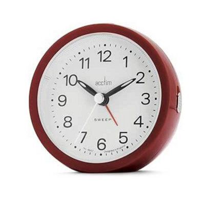 Acctim Elana Non-Ticking Analogue Alarm Clock Red