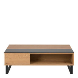 Wyld Haus Malta Lift-Up Coffee Table - Black Glass Top And Natural Oak Effect Base - thumbnail 3