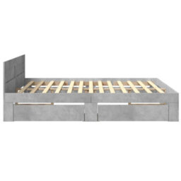 Berkfield Bed Frame With Headboard Without Mattress Concrete Grey 180X200 Cm Super King - thumbnail 6