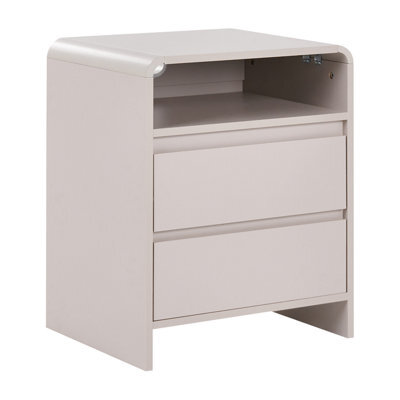 Beliani 2 Drawer Bedside Table Dorrigo Light Beige - image 1