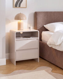Beliani 2 Drawer Bedside Table Dorrigo Light Beige - thumbnail 2