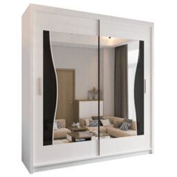 Sliding Wardrobes 4 u LTD Modern Wardrobe With Led Light Double Sliding Door Stylish Mirrored Wardrobe - White 120Cm - thumbnail 2