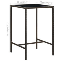 Vidaxl Garden Bar Table Brown 70X70X110 Cm Poly Rattan And Glass - thumbnail 6