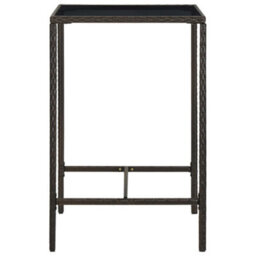 Vidaxl Garden Bar Table Brown 70X70X110 Cm Poly Rattan And Glass - thumbnail 3