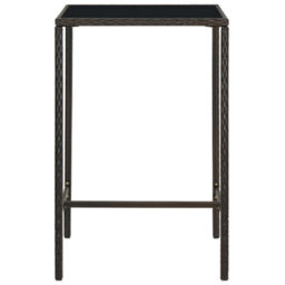 Vidaxl Garden Bar Table Brown 70X70X110 Cm Poly Rattan And Glass - thumbnail 2