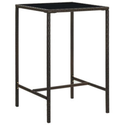 Vidaxl Garden Bar Table Brown 70X70X110 Cm Poly Rattan And Glass