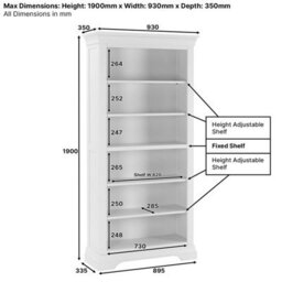 The Furniture Market Wilmslow White Painted Tall Large Bookcase - thumbnail 7