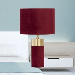 First Choice Lighting Burgundy Velvet With Brass Detail Table Lamp - thumbnail 5