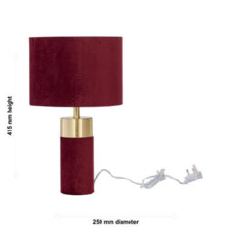 First Choice Lighting Burgundy Velvet With Brass Detail Table Lamp - thumbnail 6