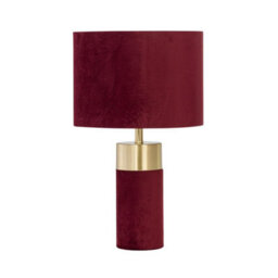 First Choice Lighting Burgundy Velvet With Brass Detail Table Lamp - thumbnail 2