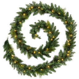 Werchristmas Pre-Lit Plain Green Artificial Christmas Garland 18 Ft, 80 Warm White Leds - thumbnail 1