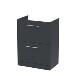 Nuie Hudson Reed Arno Floor Standing Vanity Unit, Durable 2 Soft Close Drawer Bathroom Sink Vanity Unit With Shelf In Soft Black, 600mm - thumbnail 1