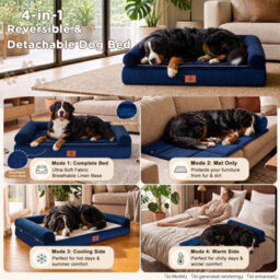 Luckracer Large Dog Bed Sofa Washable Orthopedic Dog Beds Green 110X79X16Cm - thumbnail 5