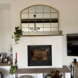 Jōbū Jobu Home - Tomi - Gold Metal Arched Lattice Window Mirror - 95Cm X 120Cm - thumbnail 3