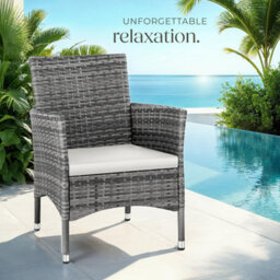 Tectake Garden Chair Nantes Set Of 2 - Weather & Uv-Resistant, 2 Sets Of Cushion Covers - Grey/light Grey - 2 - thumbnail 9