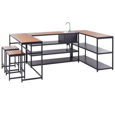 Beliani Outdoor Kitchen Set With Sink Avetrana Metal Black - image 1