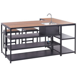 Beliani Outdoor Kitchen Set With Sink Avetrana Metal Black - thumbnail 5