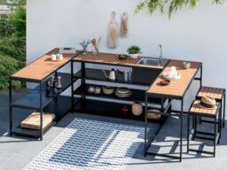 Beliani Outdoor Kitchen Set With Sink Avetrana Metal Black - thumbnail 2