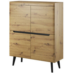 Arte Stylish Nordi Highboard Cabinet H1340mm W1070mm D400mm In Oak Artisan And Black - Contemporary Elegance For Your Home - thumbnail 1