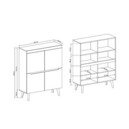 Arte Stylish Nordi Highboard Cabinet H1340mm W1070mm D400mm In Oak Artisan And Black - Contemporary Elegance For Your Home - thumbnail 2
