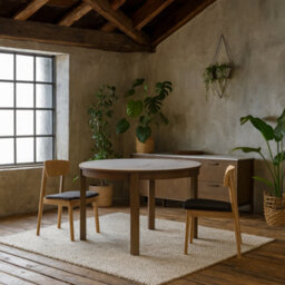 Wyld Haus Cork Round Extendable Dining Table With Cream Ceramic Top And Oak Veneer Base - thumbnail 2