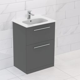 Ideal Standard I.life A Matt Quartz Grey Freestanding Vanity Unit & Basin Set With 2 Chrome Effect Handle (W)600mm (H)853mm - thumbnail 2