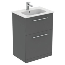 Ideal Standard I.life A Matt Quartz Grey Freestanding Vanity Unit & Basin Set With 2 Chrome Effect Handle (W)600mm (H)853mm - thumbnail 1