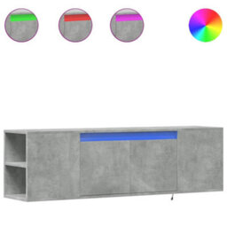 Berkfield Durable Tv Wall Cabinet With Led Lights Concrete Grey 135X31X39.5 Cm - thumbnail 1