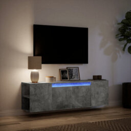 Berkfield Durable Tv Wall Cabinet With Led Lights Concrete Grey 135X31X39.5 Cm - thumbnail 5