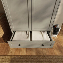 Grey  2 Door 2 Drawer Panelled Wardrobe W/ Top Hanging Rail Freestanding Storage - thumbnail 6
