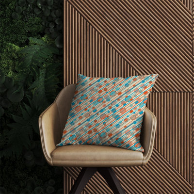 Warren Reed Designer Retro Stripes And Circles Outdoor Cushion 60Cm X 60Cm