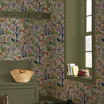 Joules Enchanted Woodland Antique Creme Floral Wallpaper - image 1