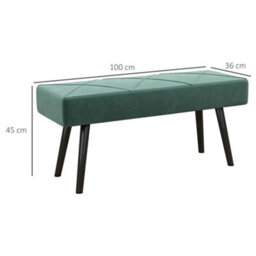 Homcom End Of Bed Bench, Upholstered Hallway Bedroom With Steel Legs, Green - thumbnail 3
