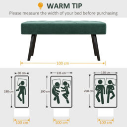 Homcom End Of Bed Bench, Upholstered Hallway Bedroom With Steel Legs, Green - thumbnail 7