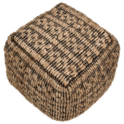 Wyld And Coco Bohonest Square Pouffe Beige Jute And Cotton With Eps Bead Filling 40 X 40 X 40 Cm - image 1