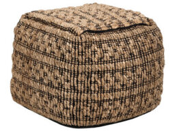 Wyld And Coco Bohonest Square Pouffe Beige Jute And Cotton With Eps Bead Filling 40 X 40 X 40 Cm - thumbnail 3