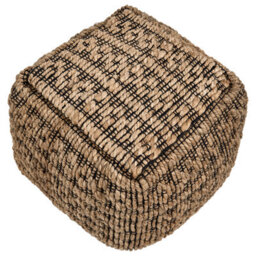 Wyld And Coco Bohonest Square Pouffe Beige Jute And Cotton With Eps Bead Filling 40 X 40 X 40 Cm - thumbnail 1