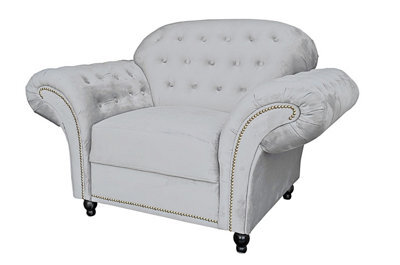 Astor Chesterfield Style Sofa Set 2+1 Seater Armchair Astor Grey Faux Leather - image 1