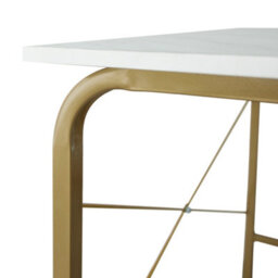 Teamson Home Modern Wooden Home Office Computer Desk With White Faux Marble Top And Brass Metal Frame - 100 X 40 X 73.6 (Cm) - thumbnail 9