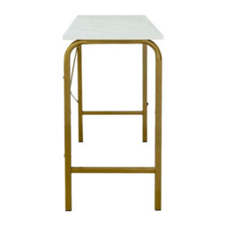 Teamson Home Modern Wooden Home Office Computer Desk With White Faux Marble Top And Brass Metal Frame - 100 X 40 X 73.6 (Cm) - thumbnail 8